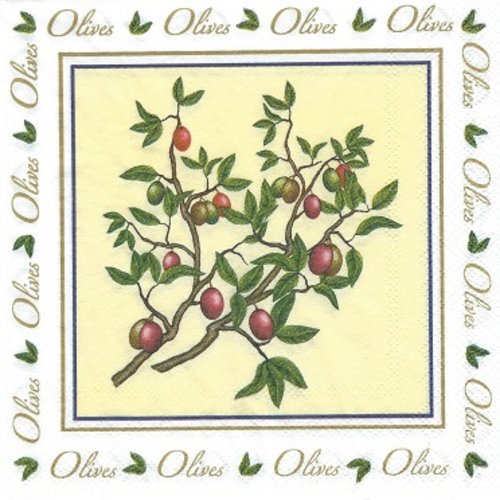 1 serviette en papier provence - olives - ref 417