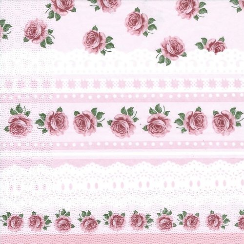 1 serviette en papier fleurs - roses - ref 488