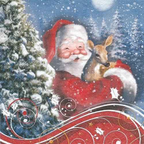 1 serviette en papier noel - pere noel - ref 556