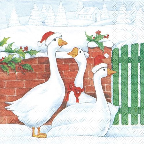 1 serviette en papier noel - oie - ref 848