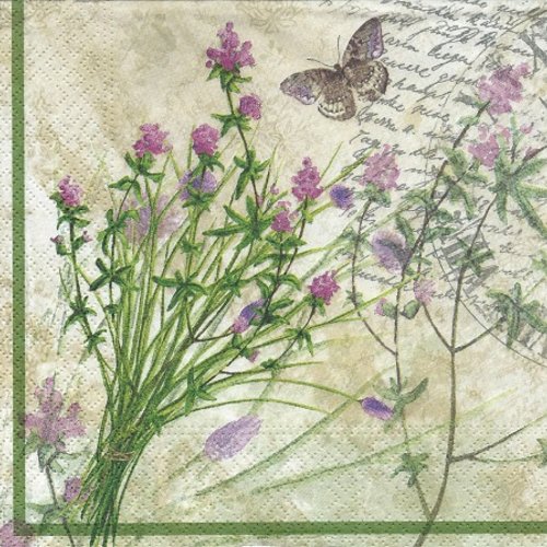 1 serviette en papier fleurs des champs - papillon - ref 573