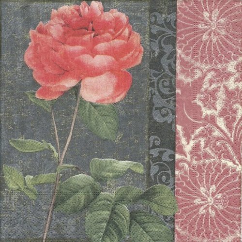 1 serviette en papier fleur- rose - ref 584