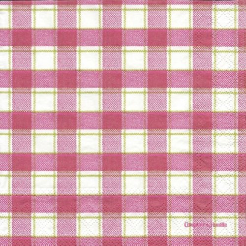 1 serviette en papier vichy rose - ref 627