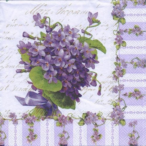 1 serviette en papier violette - fleurs - ref 667