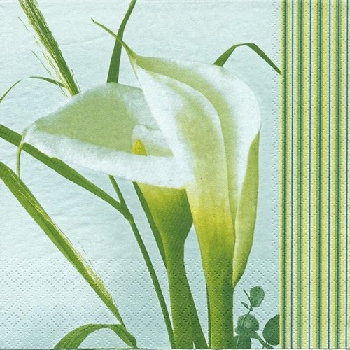 1 serviette en papier fleur - arum - ref 694