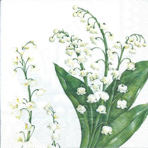 1 serviette en papier fleur - muguet - ref 696
