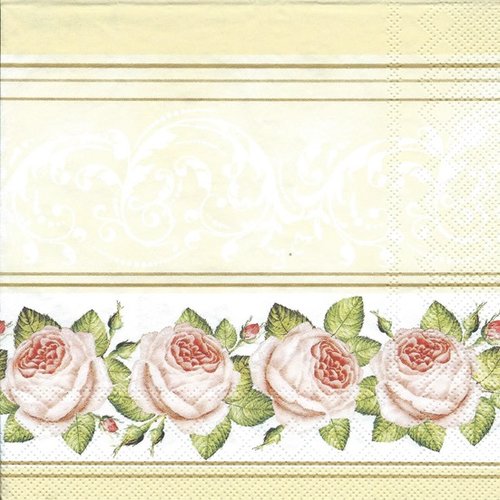 1 serviette en papier fleurs - roses - ref 715