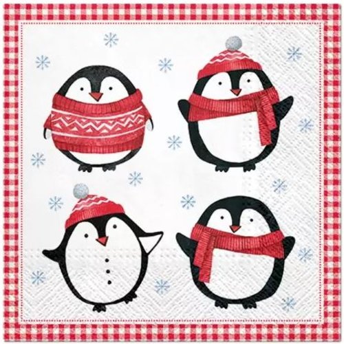 1 serviette en papier pingouin - hiver - ref 779