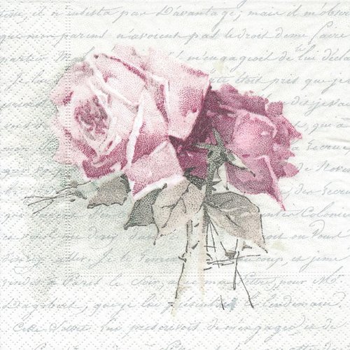 1 serviette en papier rose - shabby - ref 805