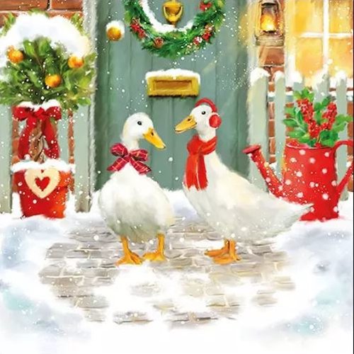 1 serviette en papier noel - oie - ref 813