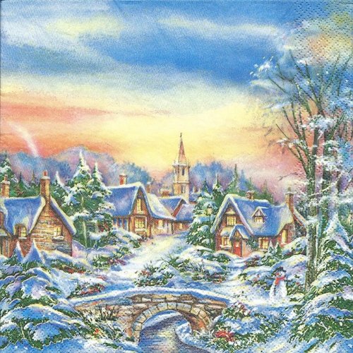 1  serviette en papier paysage de noel - ref 884