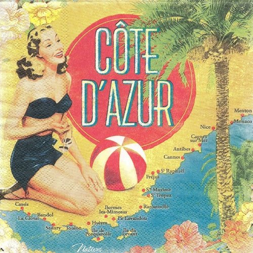 1 serviette en papier pin up cote d'azur - ref 903