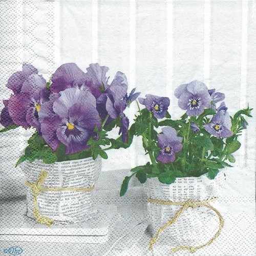 1 serviette en papier fleurs - pensees - ref 939