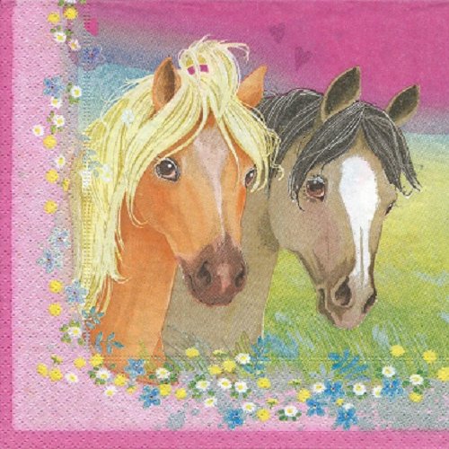 1 serviette en papier chevaux - poney - ref 968