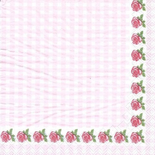 1 serviette en papier fleurs - roses - ref 996