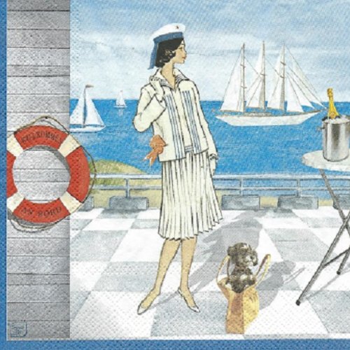 1 serviette en papier femme - lady - plage - mer - ref 1014