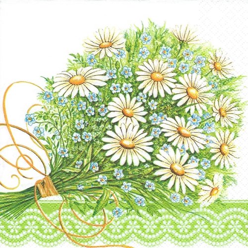 1 serviette en papier fleurs - marguerite - ref 1025