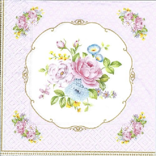 1 serviette en papier fleurs - roses - ref 1243