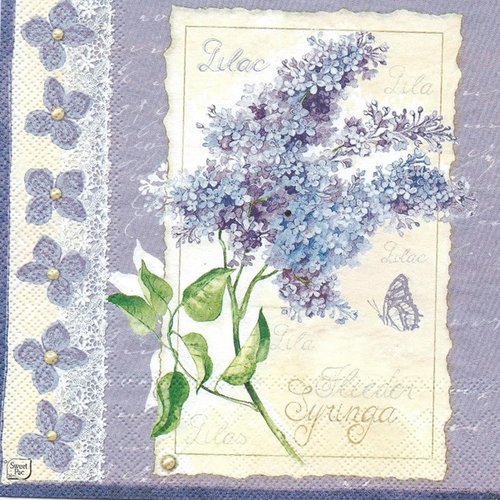 1 serviette en papier fleurs - lilas - ref 1257