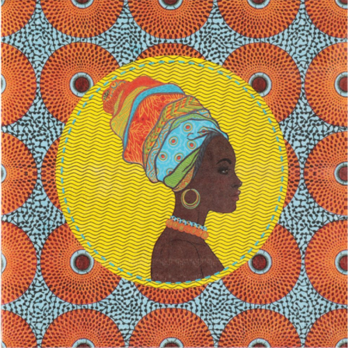 1 serviette en papier femme africaine - style wax - ref 1297