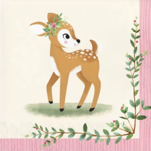 1 serviette en papier bambi - faon - ref 1303