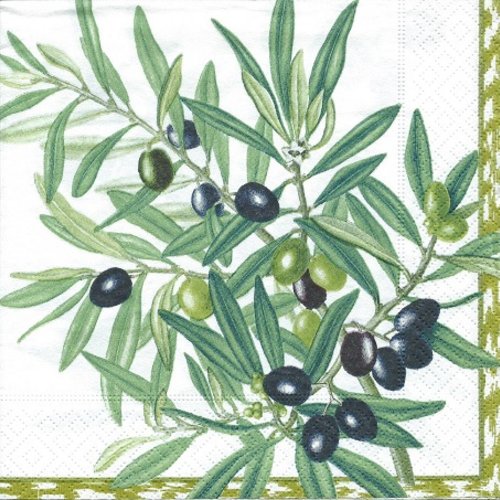 1 serviette en papier provence - olive - ref 1145