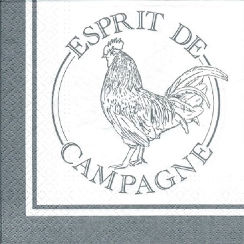 1 serviette en papier esprit de campagne - coq - ref 1191