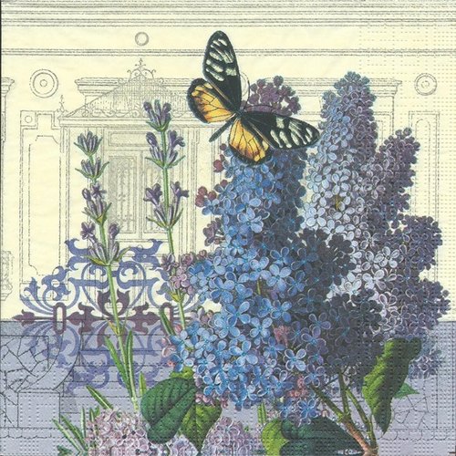 1 serviette en papier fleurs - lilas - ref 1202