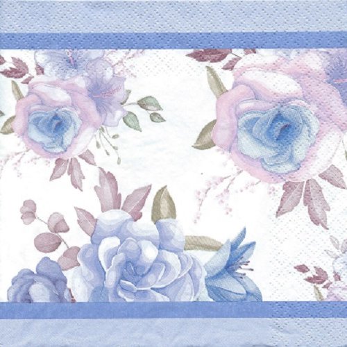 1 serviette en papier rose - fleurs - shabby - ref 1228