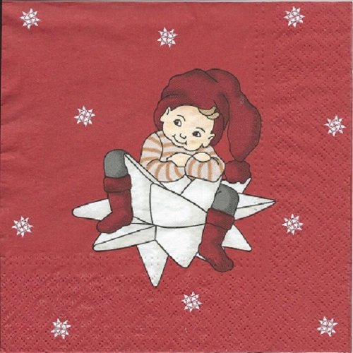 1 serviette en papier lutin - gnome - ref 1410