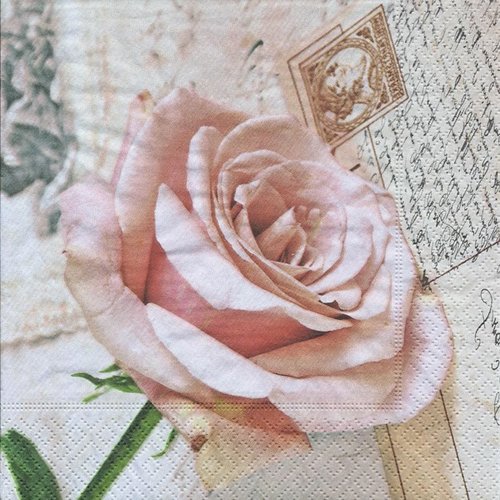 1 serviette en papier roses - fleurs - ref 1440