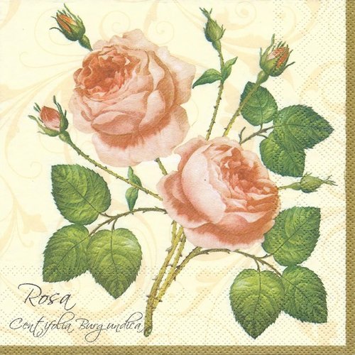 1 serviette en papier fleurs - roses - ref 1444