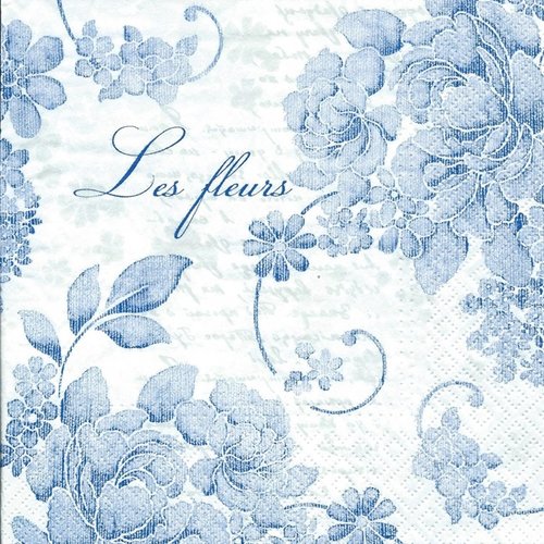 1 serviette en papier fleurs bleues - ref 1484