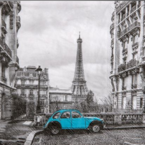 1 serviette en papier paris - tour eiffel - 2cv - ref 1520