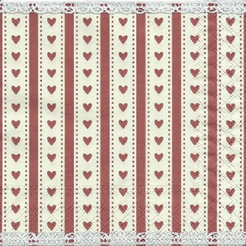 1 serviette en papier coeur rouge - ref 1524