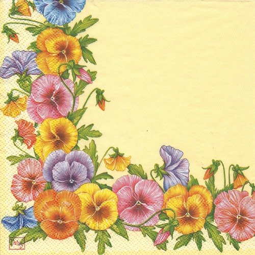 1 serviette en papier fleus - pensees - ref 1533
