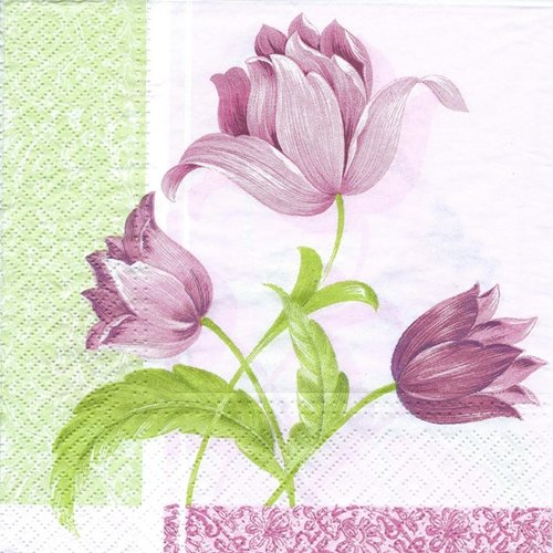 1 serviette en papier tulipe - fleurs - ref 1575