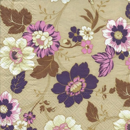1 serviette en papier fleurs - ref 1582