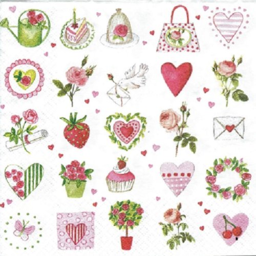 1 serviette en papier rose - fraise - jardin - ref 1588