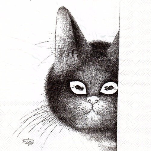 1 serviette en papier chat dubout " les yeux doux "  - ref 1593