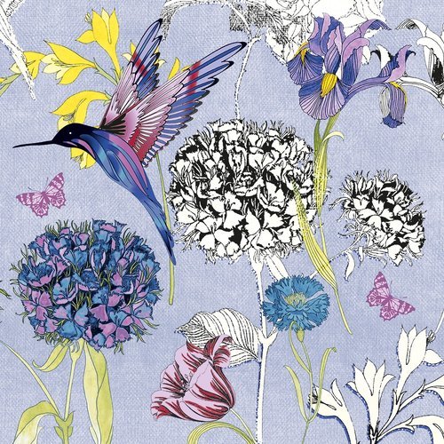 1 serviette en papier oiseaux - iris - ref 1613