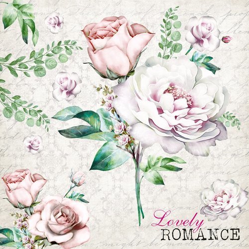 1 serviette en papier roses " lovely romance " - ref 1629