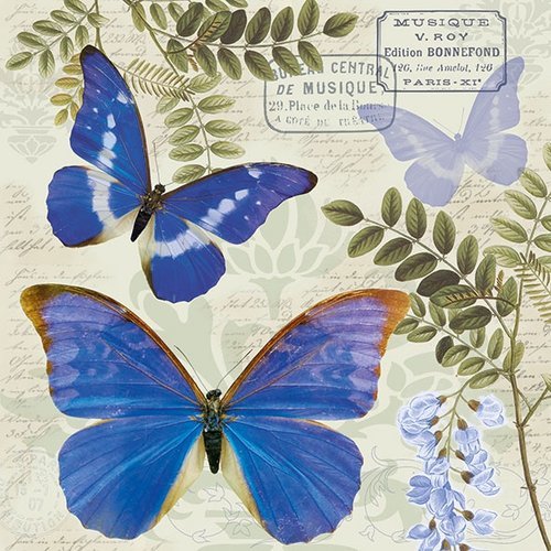 1 serviette en papier papillons - ref 1633