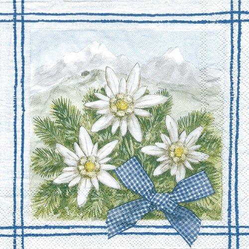 1 serviette en papier fleurs - edelweiss - ref 1656