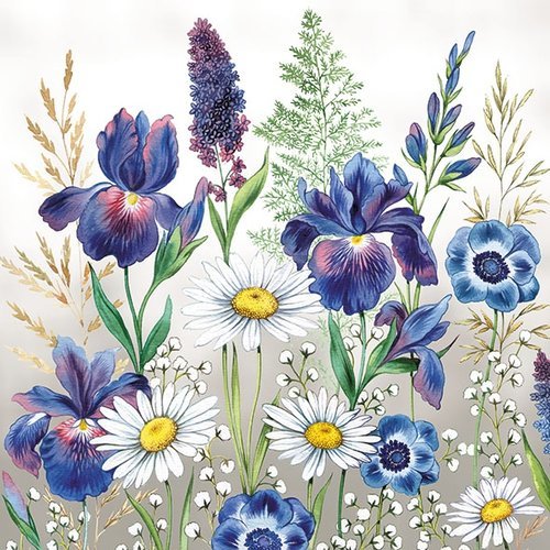 1 serviette en papier fleurs des champs - iris  - ref 1663