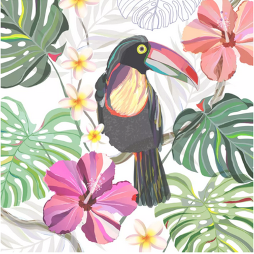 1 serviette en papier toucan - oiseaux - orchidée - ref 1694