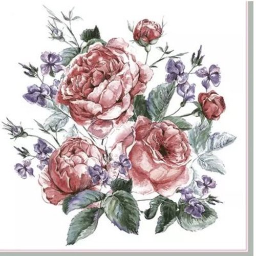 1 serviette en papier bouquet de roses - ref 1726