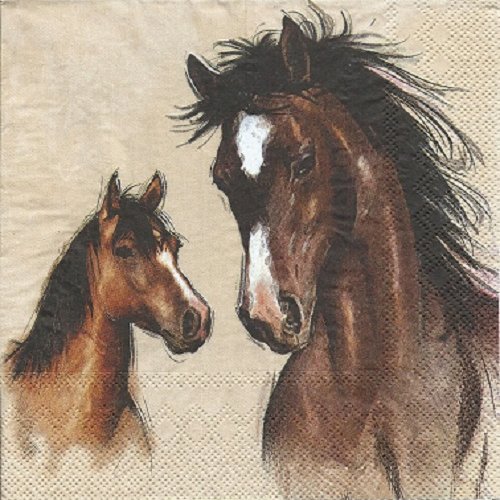 1 serviette en papier chevaux - ref 1744