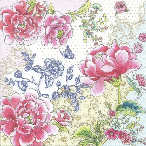 1 serviette en papier fleurs - ref 1755