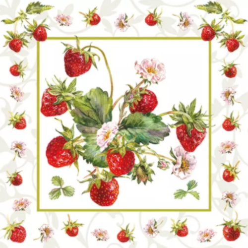 1 serviette en papier fraises - fruits - ref 1799